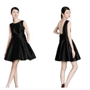 Kate Spade Marilyn Silk Low Back Bow Mini Cocktail Dress sz 0 Black Lux Feminine